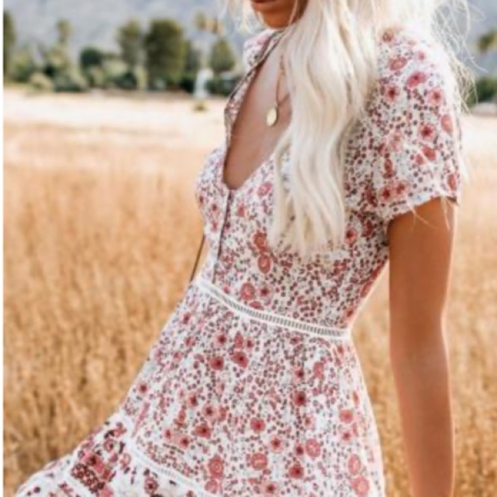 Boho Pink Floral Dress - Picture 6 of 9